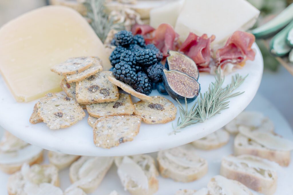 charcuterie board display at houston texas wedding 